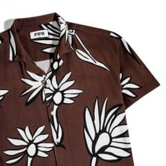 Áo Sơ Mi Tay Ngắn Cổ Danton In Hoa - Nâu