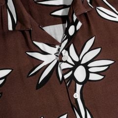 Áo Sơ Mi Tay Ngắn Cổ Danton In Hoa - Nâu