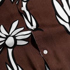 Áo Sơ Mi Tay Ngắn Cổ Danton In Hoa - Nâu