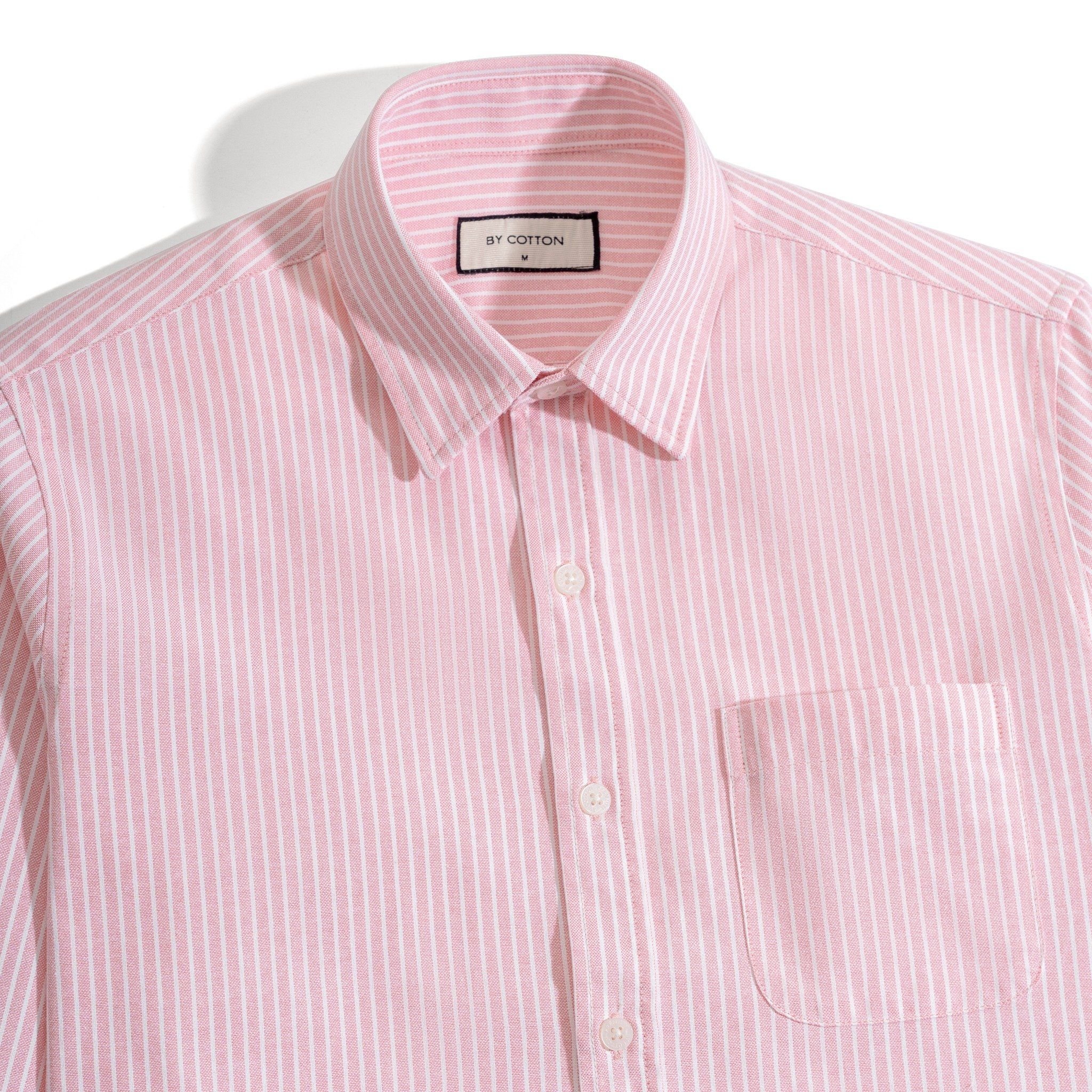 Áo Sơ Mi Nam Oxford Sọc Hồng Nhuyễn