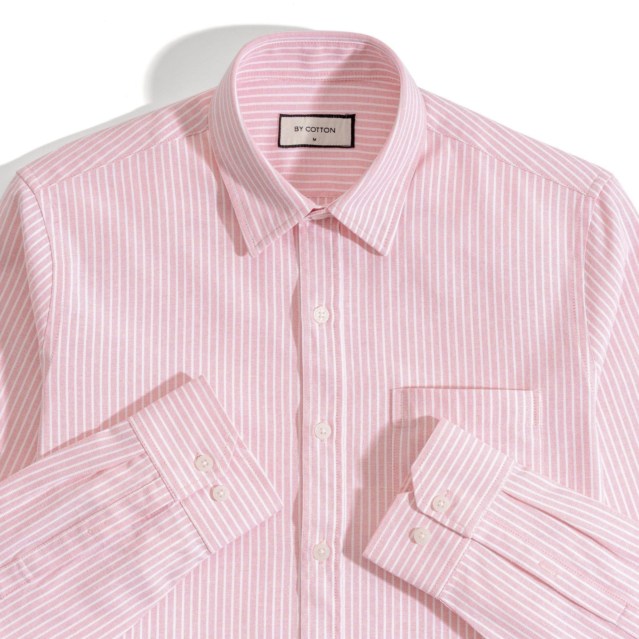 Áo Sơ Mi Nam Oxford Sọc Hồng Nhuyễn
