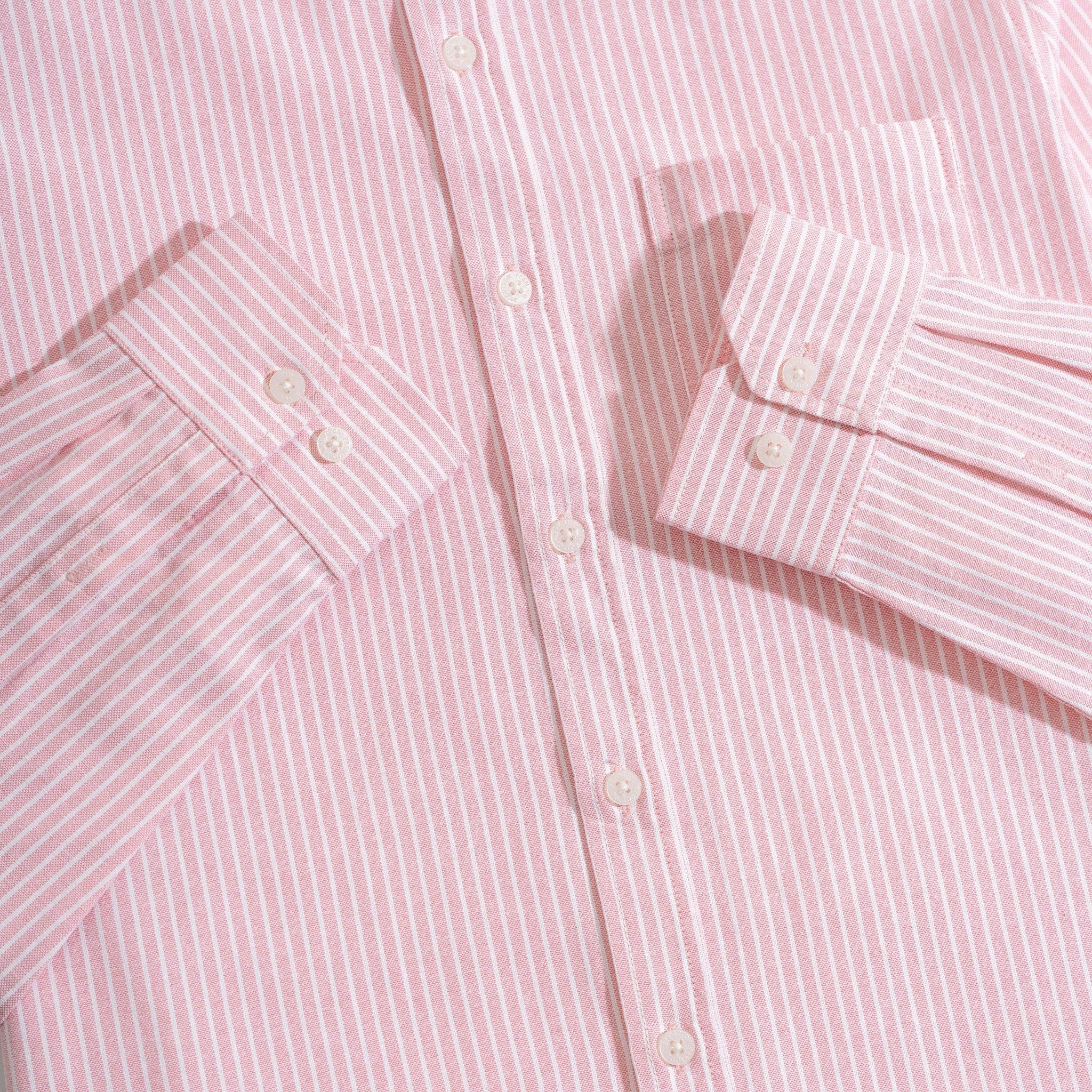 Áo Sơ Mi Nam Oxford Sọc Hồng Nhuyễn