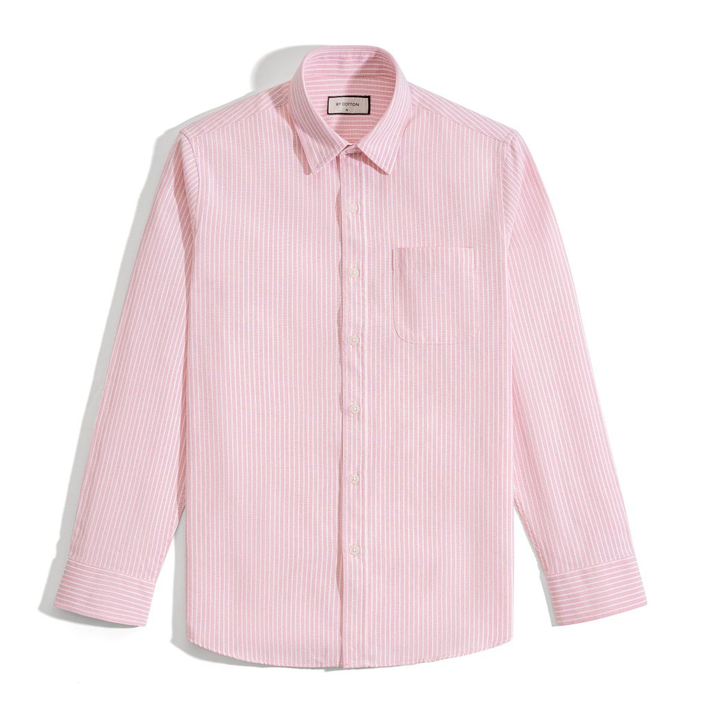 Áo Sơ Mi Nam Oxford Sọc Hồng Nhuyễn
