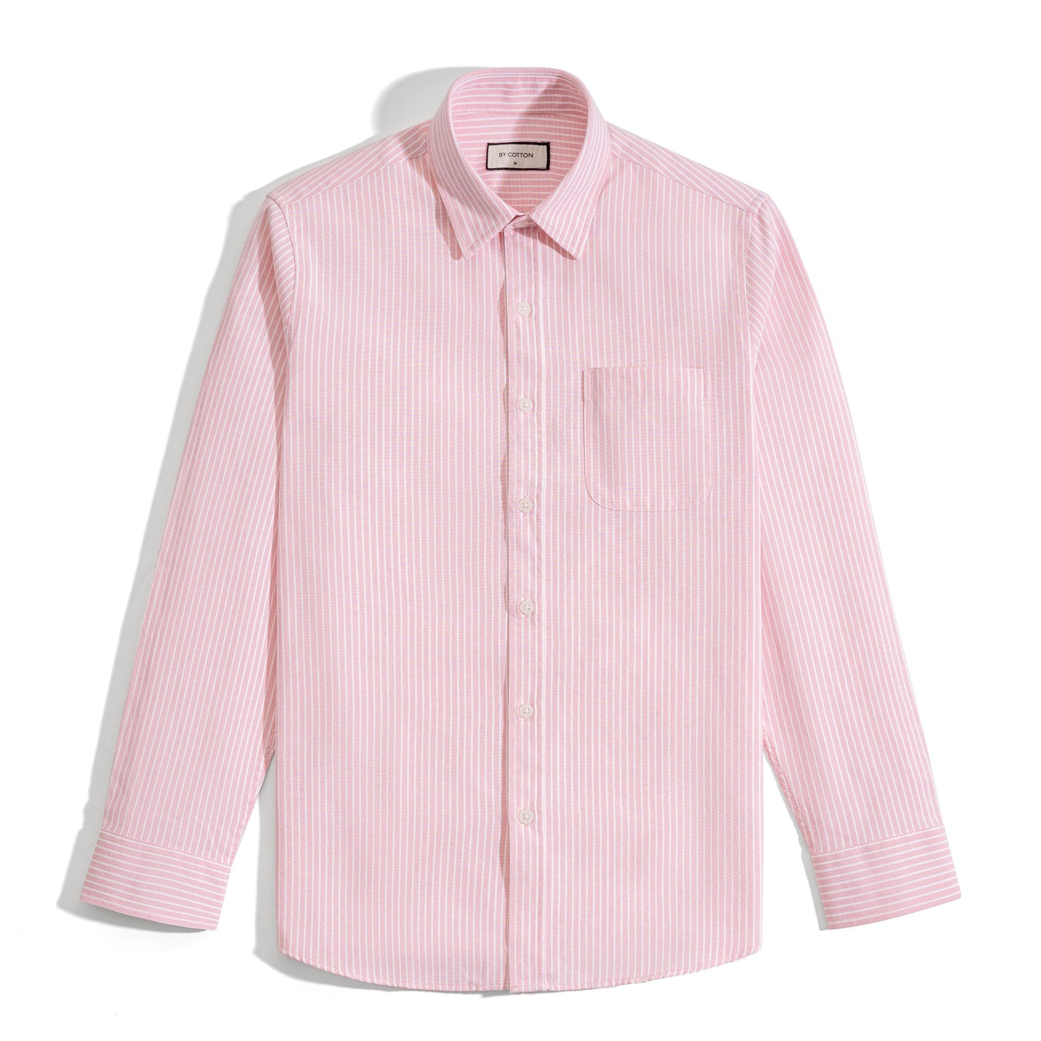 Áo Sơ Mi Nam Oxford Sọc Hồng Nhuyễn