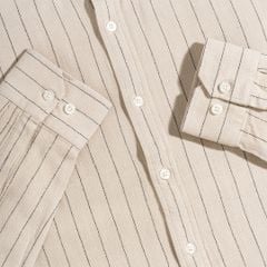 Áo Sơ Mi Nam Linen Be Sọc Đen