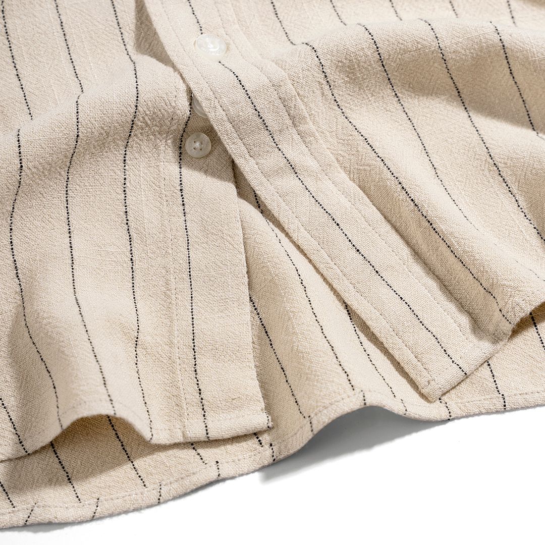 Áo Sơ Mi Nam Linen Be Sọc Đen