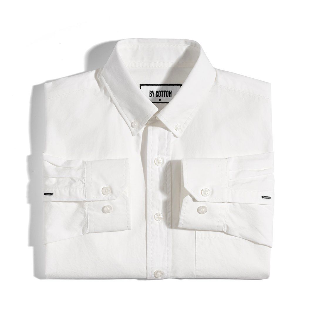 Áo Sơ Mi Nam Tay Dài Paper Cotton Màu Trắng