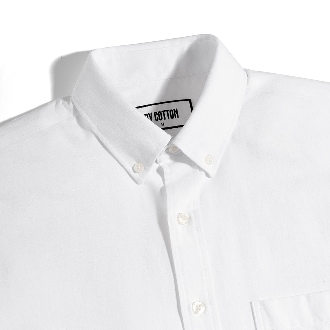 Áo Sơ Mi Nam Tay Dài Oxford Màu Trắng Thêu BC