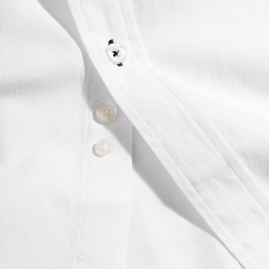 Áo Sơ Mi Nam Tay Dài Oxford Màu Trắng Thêu BC