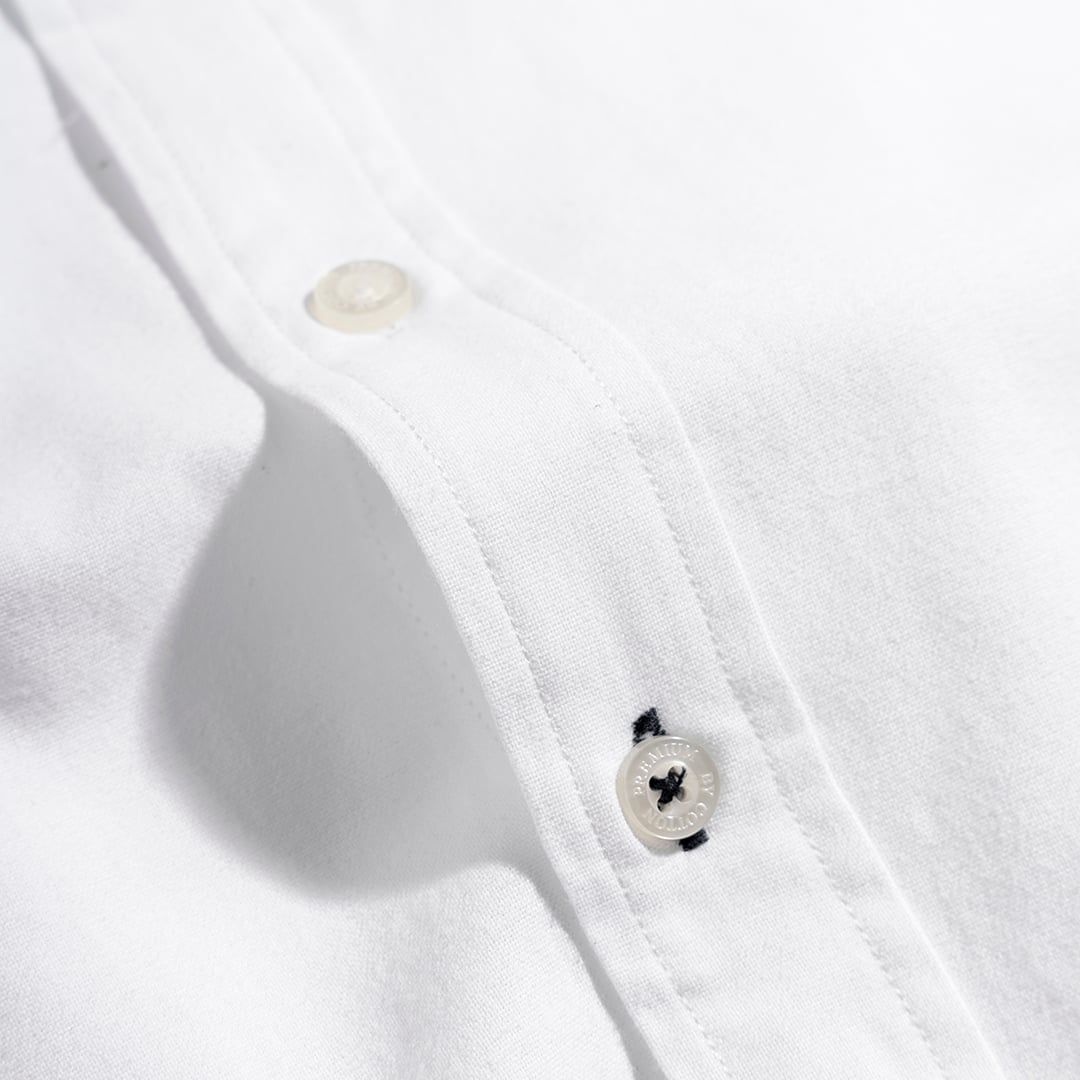 Áo Sơ Mi Nam Tay Dài Oxford Màu Trắng Thêu BC