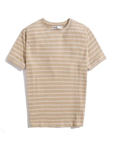 LIGHT BROWN STRIPES RIBBED TEE