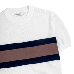 Áo Cổ Tròn Dệt Kim Phối Sọc Ngực 2 màu