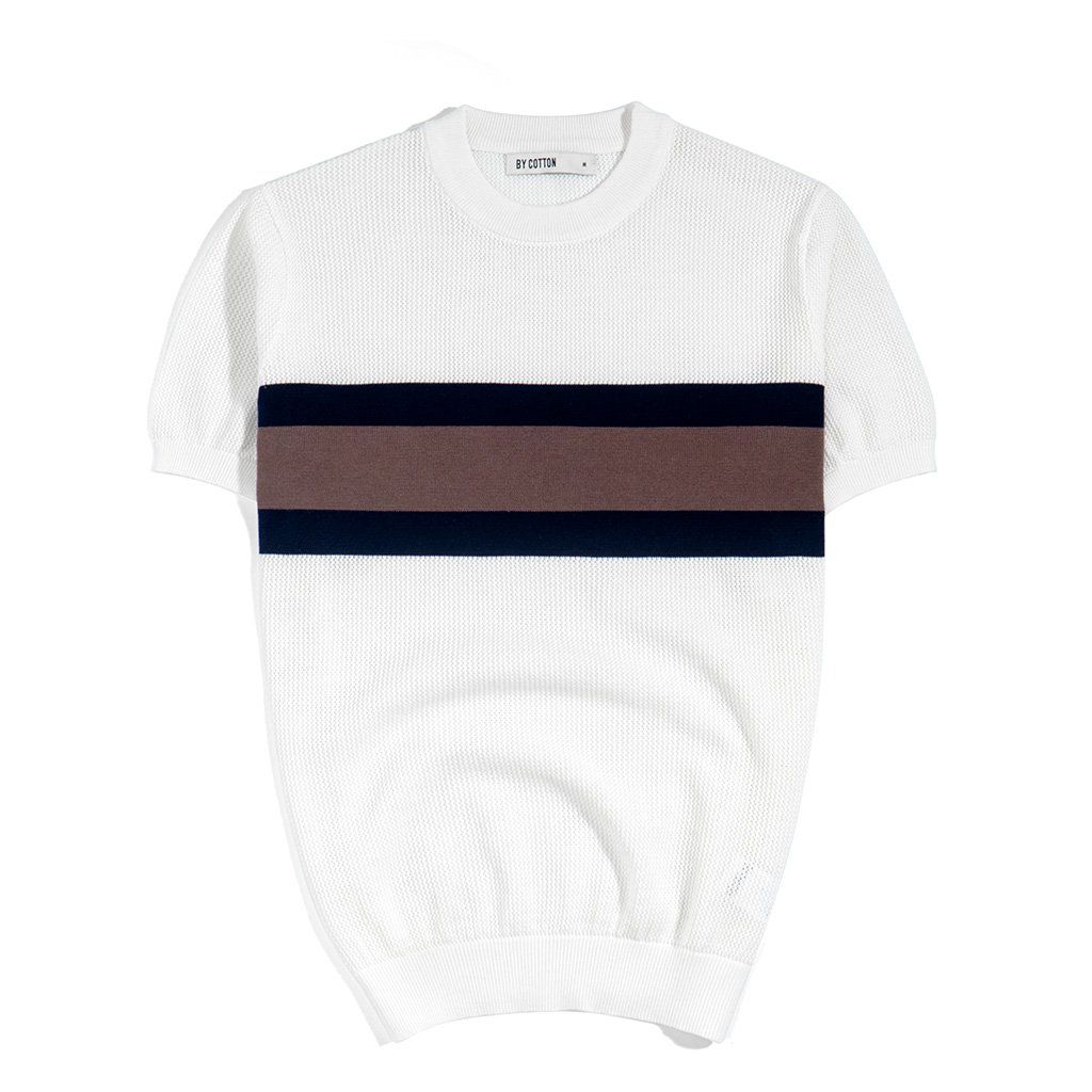 Áo Cổ Tròn Dệt Kim Phối Sọc Ngực 2 màu