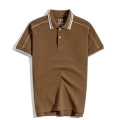 Áo Thun Polo Nam By Cotton Gân Nâu Viền Vai