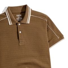 Áo Thun Polo Nam By Cotton Gân Nâu Viền Vai