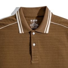 Áo Thun Polo Nam By Cotton Gân Nâu Viền Vai