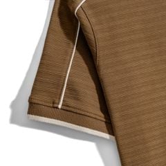 Áo Thun Polo Nam By Cotton Gân Nâu Viền Vai