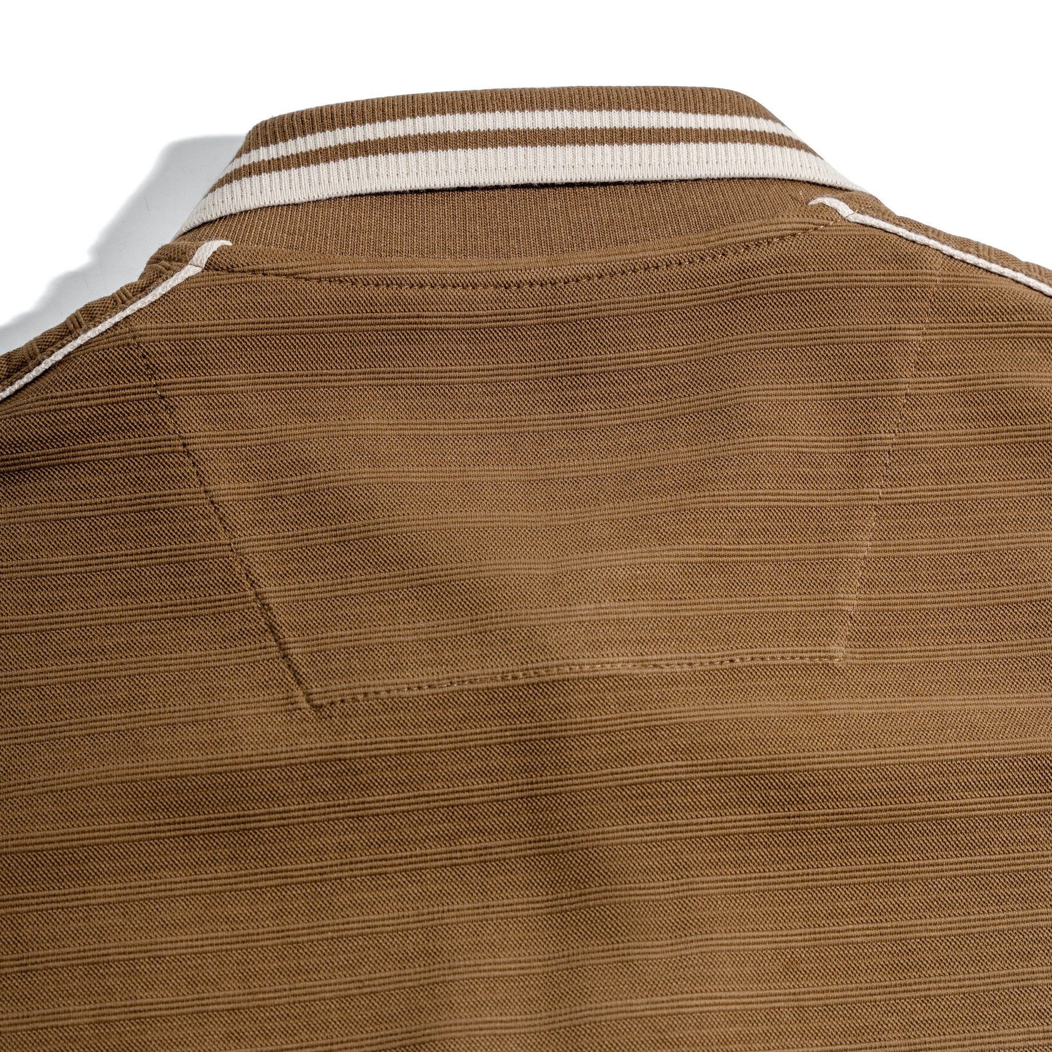 Áo Thun Polo Nam By Cotton Gân Nâu Viền Vai