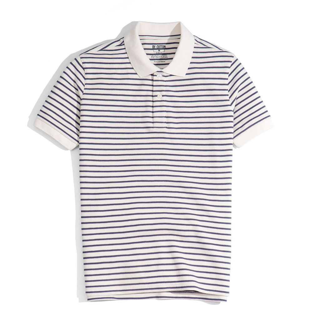 NAVY CREAM MINI STRIPES POLO