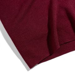 Áo Thun Polo Dệt Kim Sợi Plain Màu Đỏ Đô