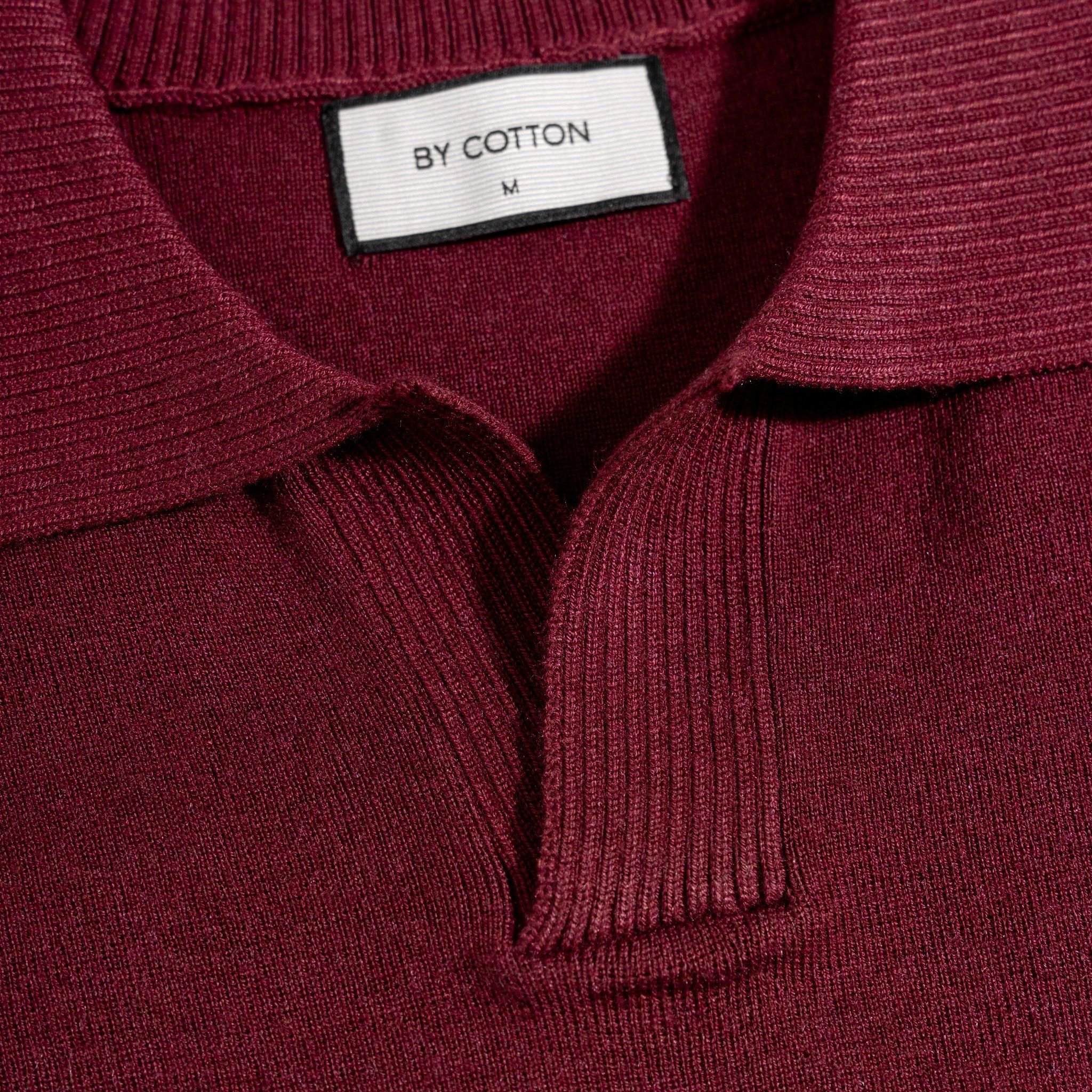 Áo Thun Polo Dệt Kim Sợi Plain Màu Đỏ Đô