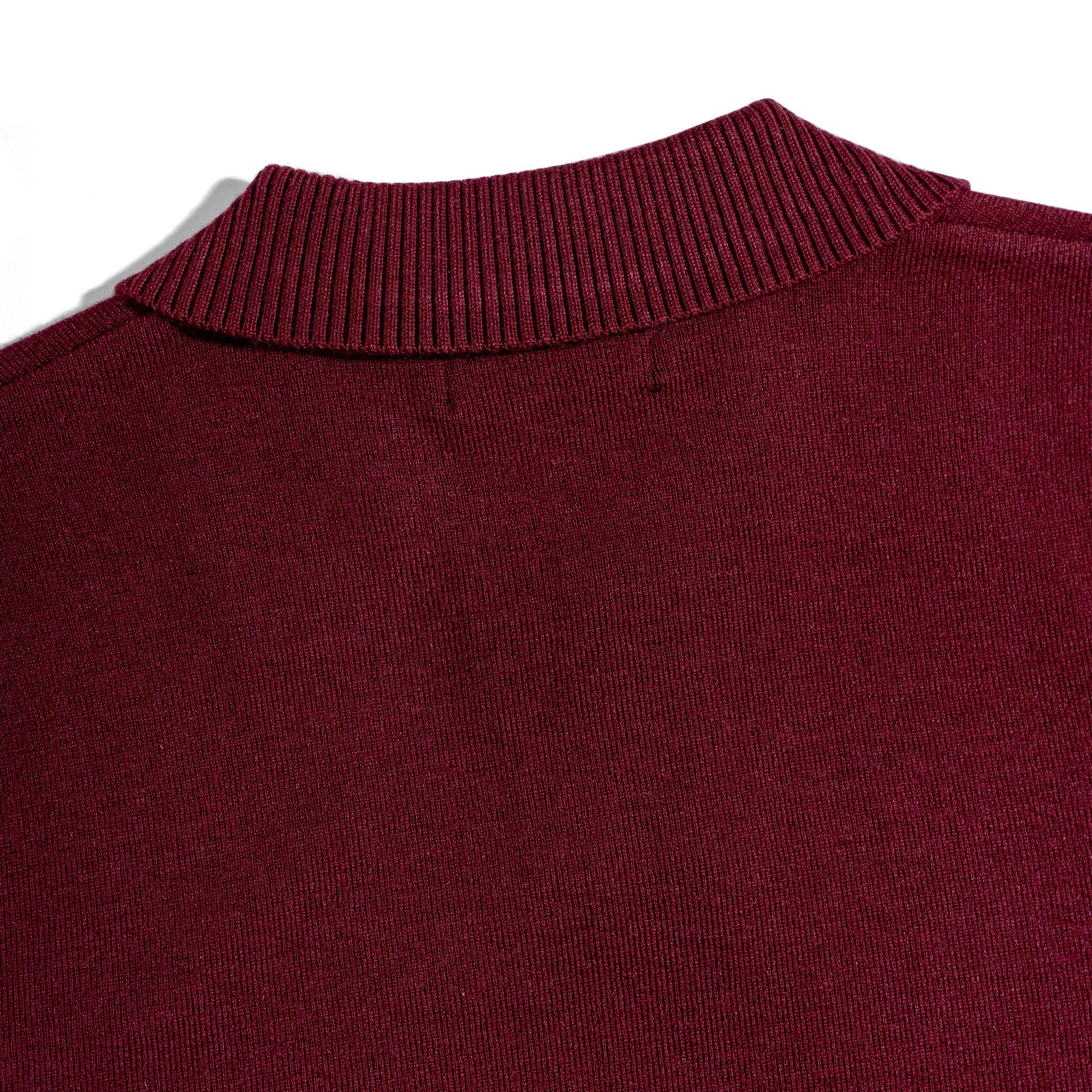 Áo Thun Polo Dệt Kim Sợi Plain Màu Đỏ Đô