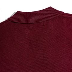 Áo Thun Polo Dệt Kim Sợi Plain Màu Đỏ Đô