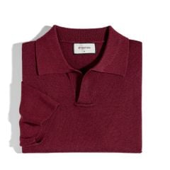 Áo Thun Polo Dệt Kim Sợi Plain Màu Đỏ Đô