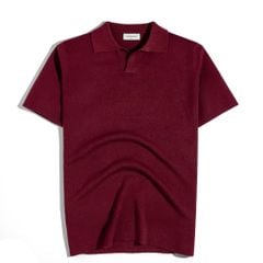 Áo Thun Polo Dệt Kim Sợi Plain Màu Đỏ Đô
