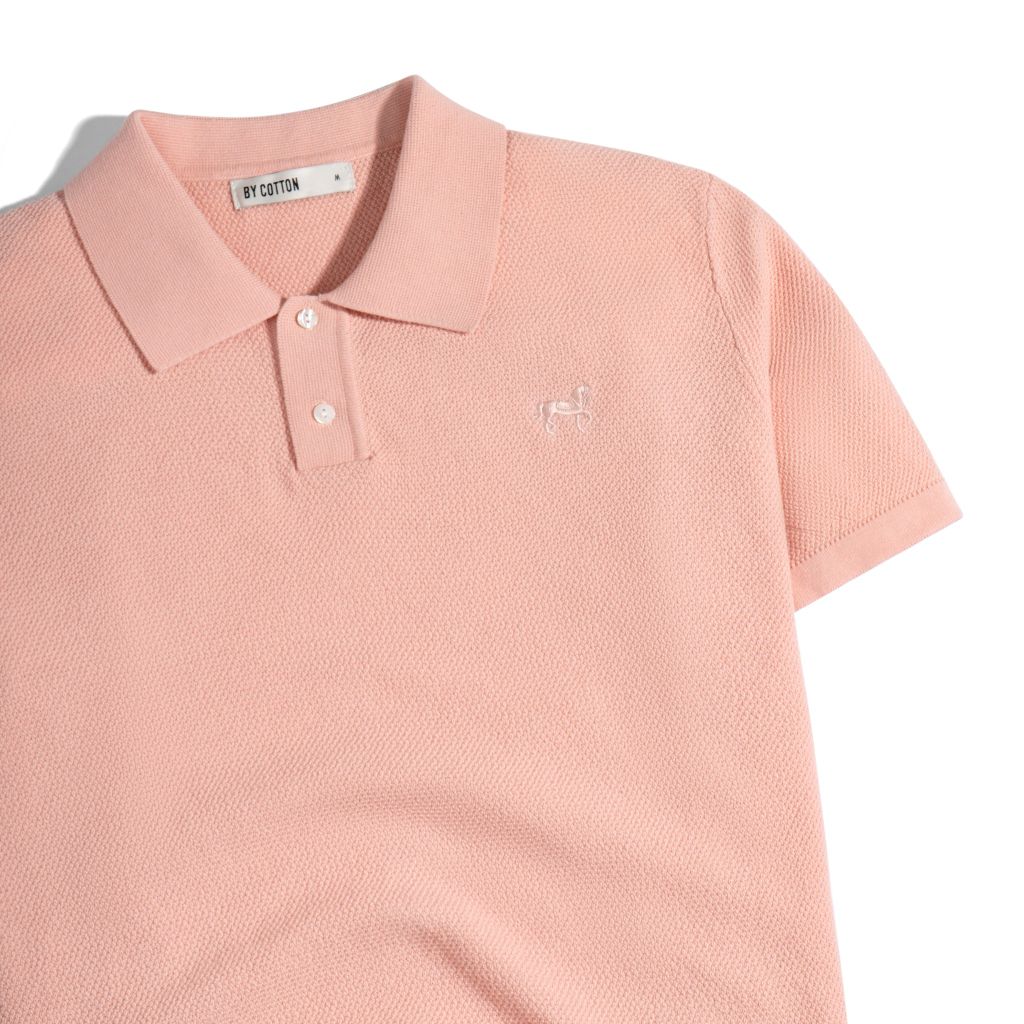 Áo Thun Polo Dệt Kim Cao Cấp Hồng - SS2