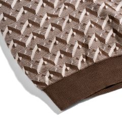 Áo Thun Polo Dệt Kim Cao Cấp Monogram Hoạ Tiết Nâu Trắng