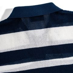 Áo Thun Polo Dệt Kim Sọc Xanh Đen - Trắng 0125