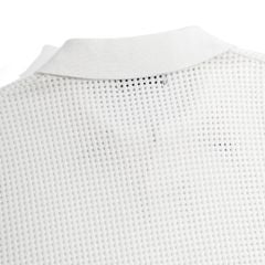 Áo Thun Polo Dệt Kim Trắng Lỗ Viền Sọc Bo Tay