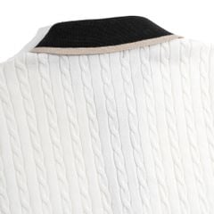 Áo Thun Polo Dệt Kim Twist - Trắng Phối Bo Đen