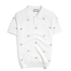 Áo Thun Polo Dệt Kim Cao Cấp Trắng Thêu Bee