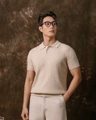 Áo Thun Polo Dệt Kim Twist - Be