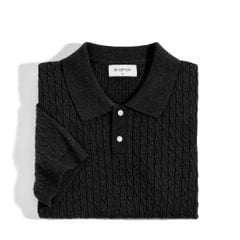 Áo Thun Polo Dệt Kim Twist - Đen