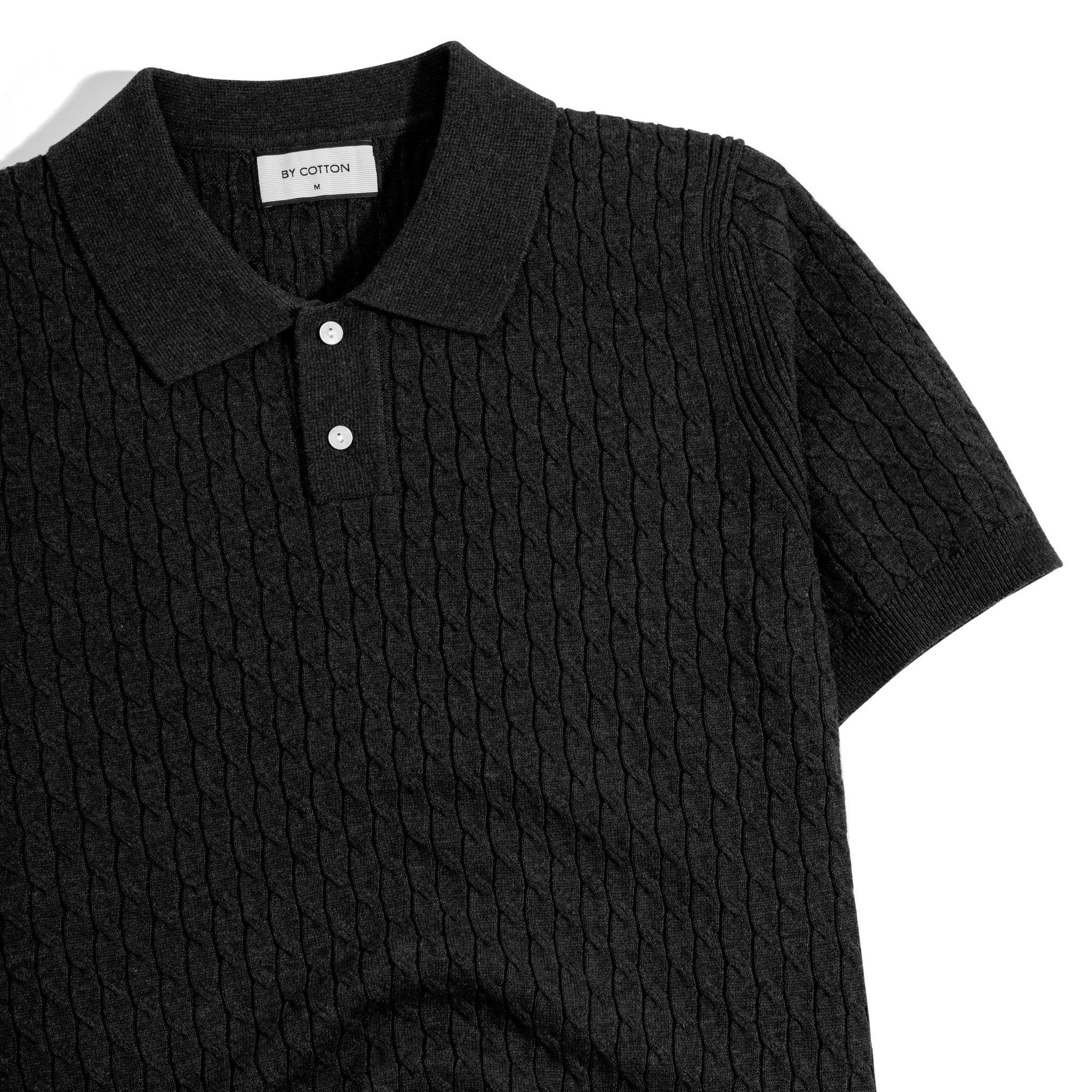 Áo Thun Polo Dệt Kim Twist - Đen