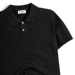 Áo Thun Polo Dệt Kim Twist - Đen