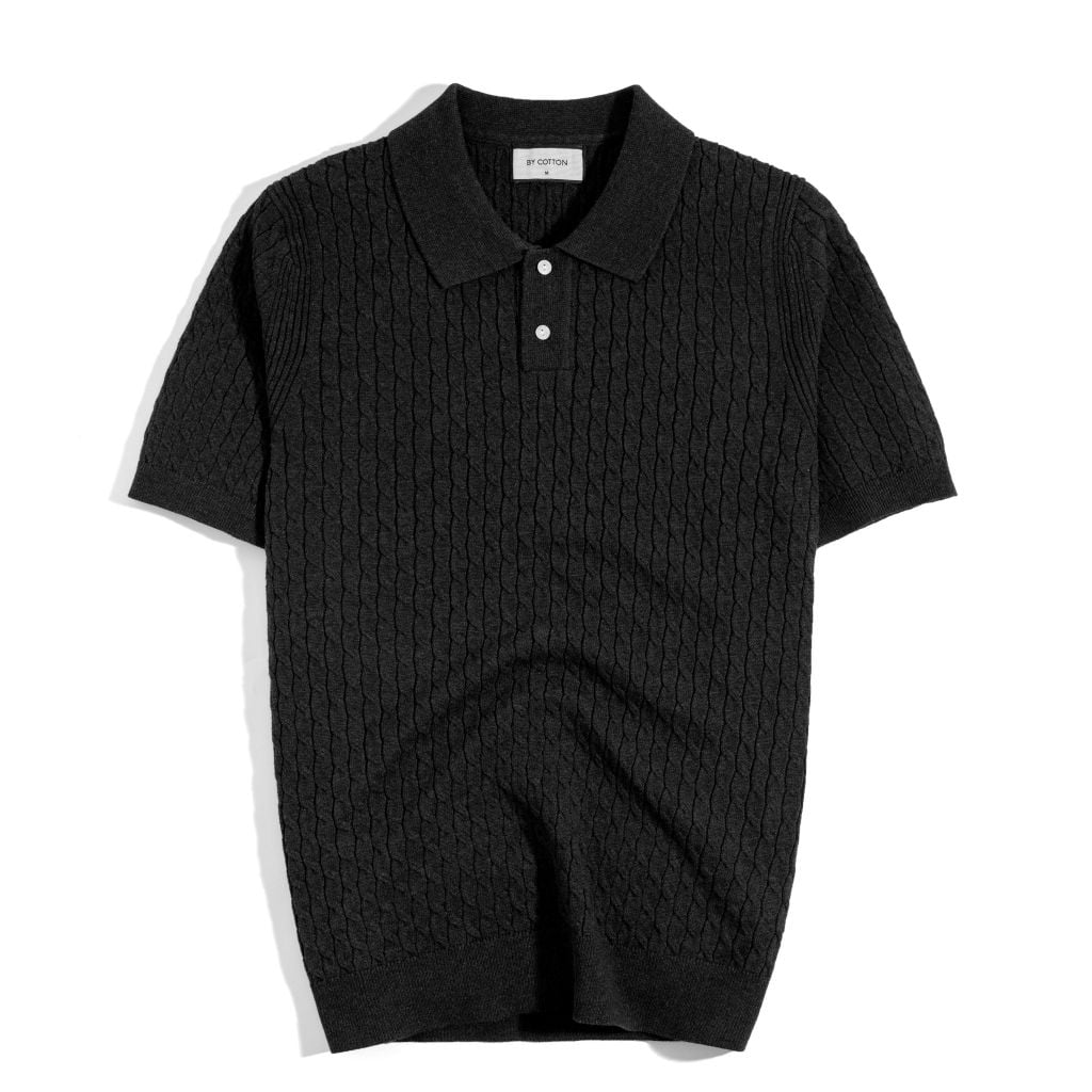 Áo Thun Polo Dệt Kim Twist - Đen