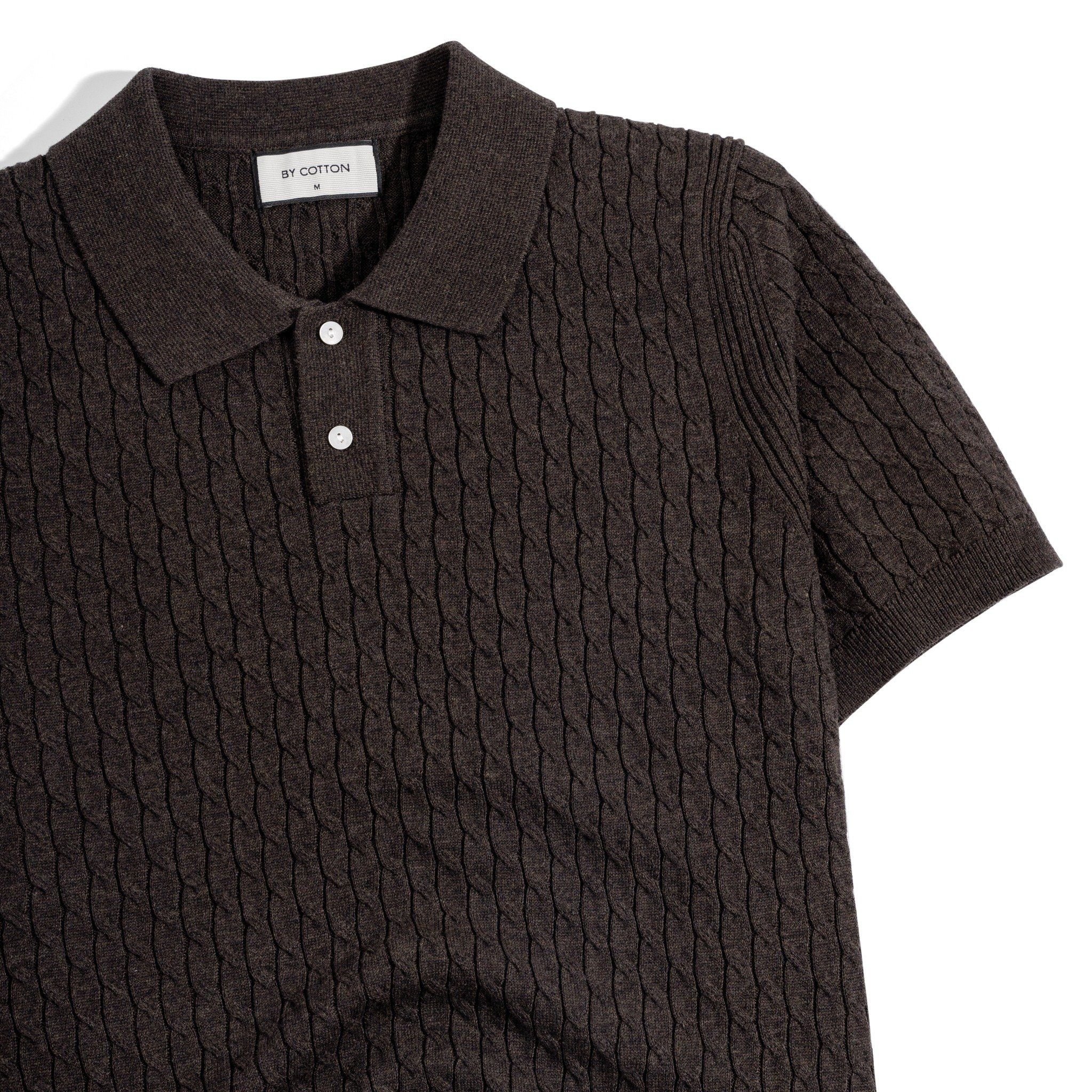 Áo Thun Polo Dệt Kim Twist - Nâu