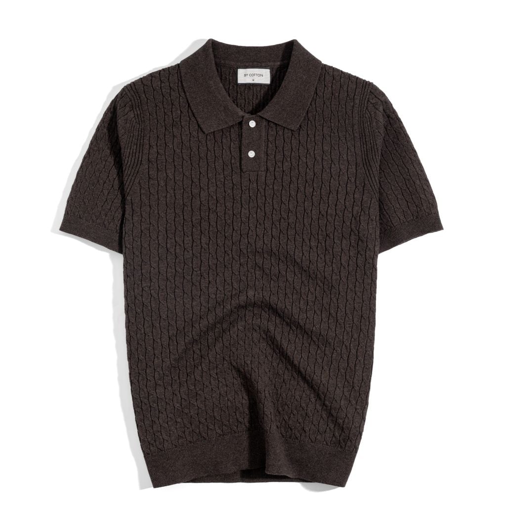 Áo Thun Polo Dệt Kim Twist - Nâu