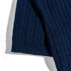 Áo Thun Polo Dệt Kim Twist Màu Xanh Đen