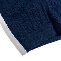 Áo Thun Polo Dệt Kim Twist Màu Xanh Đen
