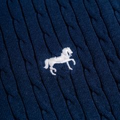 Áo Thun Polo Dệt Kim Twist Màu Xanh Đen