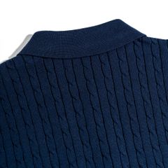 Áo Thun Polo Dệt Kim Twist Màu Xanh Đen