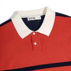 ÁO THUN POLO DỆT KIM CAO CẤP XANH ĐEN PHỐI CAM