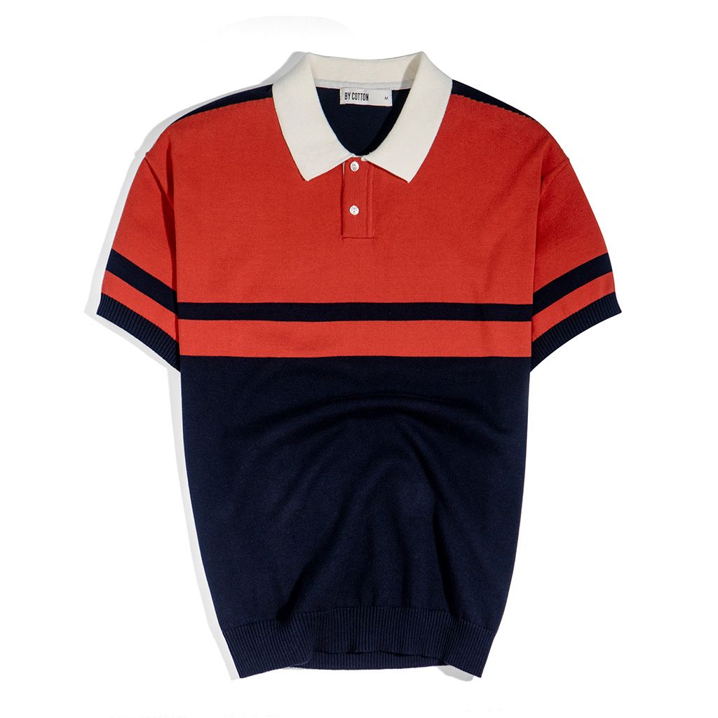 ÁO THUN POLO DỆT KIM CAO CẤP XANH ĐEN PHỐI CAM
