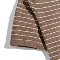Áo Thun Polo Dệt Kim Textured Sọc Nhuyễn Kem Nâu