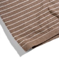 Áo Thun Polo Dệt Kim Textured Sọc Nhuyễn Kem Nâu